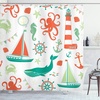 image:imageAmbesonne Anime Shower Curtain Cartoon Smiling Panda Fun Animal Theme Japanese Manga Teen Art Print Cloth Fabric Bathroom Decor Set with Hooks 69 W x 70 L White GreyVermilion Teal