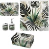 image:imageAmbesonne Brown Bathroom Decor Set 4 Pcs Including Shower Curtain with Hooks Bath Mat Soap Dispenser Toothbrush Holder in Box Essentials amp Accessories Magnolia Watercolor White Dark Grey ChocolateTeal Pale Khaki Fawn