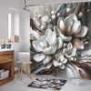 image:imageAmbesonne Brown Bathroom Decor Set 4 Pcs Including Shower Curtain with Hooks Bath Mat Soap Dispenser Toothbrush Holder in Box Essentials amp Accessories Magnolia Watercolor White Dark Grey ChocolateWhite Dark Grey Chocolate