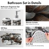 image:imageAmbesonne Brown Bathroom Decor Set 4 Pcs Including Shower Curtain with Hooks Bath Mat Soap Dispenser Toothbrush Holder in Box Essentials amp Accessories Magnolia Watercolor White Dark Grey ChocolateWhite Dark Grey Chocolate