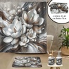 image:imageAmbesonne Brown Bathroom Decor Set 4 Pcs Including Shower Curtain with Hooks Bath Mat Soap Dispenser Toothbrush Holder in Box Essentials amp Accessories Magnolia Watercolor White Dark Grey ChocolateWhite Dark Grey Chocolate