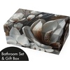 image:imageAmbesonne Brown Bathroom Decor Set 4 Pcs Including Shower Curtain with Hooks Bath Mat Soap Dispenser Toothbrush Holder in Box Essentials amp Accessories Magnolia Watercolor White Dark Grey ChocolateWhite Dark Grey Chocolate