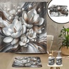 image:imageAmbesonne Brown Bathroom Decor Set 4 Pcs Including Shower Curtain with Hooks Bath Mat Soap Dispenser Toothbrush Holder in Box Essentials amp Accessories Magnolia Watercolor White Dark Grey ChocolateWhite Dark Grey Chocolate