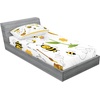 image:imageAmbesonne Cartoon Fitted Sheet amp Pillow Sham Set Fox Sleeping in a Floral Made Bed Circle Art Print Decorative Printed 2 Piece Bedding Decor Set Twinxl Dark OrangeMustard Green