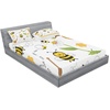 image:imageAmbesonne Cartoon Fitted Sheet amp Pillow Sham Set Fox Sleeping in a Floral Made Bed Circle Art Print Decorative Printed 2 Piece Bedding Decor Set Twinxl Dark OrangeMustard Green
