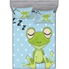 image:imageAmbesonne Cartoon Fitted Sheet amp Pillow Sham Set Sleeping Prince Frog in a Cap Polka Dots Background Animal World Kids Design Decorative Printed 3 Piece Bedding Decor Set Queen Green and BlueGreen and Blue