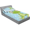 image:imageAmbesonne Cartoon Fitted Sheet amp Pillow Sham Set Sleeping Prince Frog in a Cap Polka Dots Background Animal World Kids Design Decorative Printed 3 Piece Bedding Decor Set Queen Green and BlueGreen and Blue