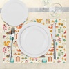 image:imageAmbesonne Cartoon Place Mats Set of 4 Autumn Pattern Owl Fox Squirrel Birds Animal Leaves Print Washable Fabric Placemats for Dining Table Standard Size Cream Orange