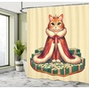 image:imageAmbesonne Cat Shower Curtain Rich Queen Kitty Character on Money Boss Lady Animal Funny Cartoon Cloth Fabric Bathroom Decor Set with Hooks 69 W x 70 L Cream Hunter Green and OrangeCream Hunter Green and Orange