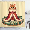 image:imageAmbesonne Cat Shower Curtain Rich Queen Kitty Character on Money Boss Lady Animal Funny Cartoon Cloth Fabric Bathroom Decor Set with Hooks 69 W x 70 L Cream Hunter Green and OrangeCream Hunter Green and Orange