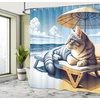 image:imageAmbesonne Cat Shower Curtain Rich Queen Kitty Character on Money Boss Lady Animal Funny Cartoon Cloth Fabric Bathroom Decor Set with Hooks 69 W x 70 L Cream Hunter Green and OrangeBlue Pale Mustard