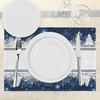 image:imageAmbesonne Christmas Place Mats Set of 4 Frosty Winter Theme Border Abstract Vibrant Trees and Stars Yuletide Art Washable Fabric Placemats for Dining Table Standard Size Blue and White