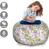 image:imageAmbesonne Funny Cartoon Storage Toy Bag Chair Theme of Playful Hipster Cats with Glasses Colorful Dotted Designed Print Stuffed Animal Organizer Washable Bag Large Size Pink GreyLilac Green