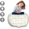 image:imageAmbesonne Funny Cartoon Storage Toy Bag Chair Theme of Playful Hipster Cats with Glasses Colorful Dotted Designed Print Stuffed Animal Organizer Washable Bag Large Size Pink GreyMustard White