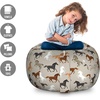image:imageAmbesonne Funny Cartoon Storage Toy Bag Chair Theme of Playful Hipster Cats with Glasses Colorful Dotted Designed Print Stuffed Animal Organizer Washable Bag Large Size Pink GreyTaupe Black