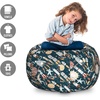 image:imageAmbesonne Funny Cartoon Storage Toy Bag Chair Theme of Playful Hipster Cats with Glasses Colorful Dotted Designed Print Stuffed Animal Organizer Washable Bag Large Size Pink GreyNavy Blue