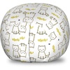 image:imageAmbesonne Funny Cartoon Storage Toy Bag Chair Theme of Playful Hipster Cats with Glasses Colorful Dotted Designed Print Stuffed Animal Organizer Washable Bag Large Size Pink GreyMustard White