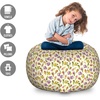 image:imageAmbesonne Funny Cartoon Storage Toy Bag Chair Theme of Playful Hipster Cats with Glasses Colorful Dotted Designed Print Stuffed Animal Organizer Washable Bag Large Size Pink GreyCream Purple