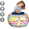 image:imageAmbesonne Funny Cartoon Storage Toy Bag Chair Theme of Playful Hipster Cats with Glasses Colorful Dotted Designed Print Stuffed Animal Organizer Washable Bag Large Size Pink GreyPink Blue