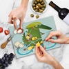 image:imageAmbesonne Funny Cutting Board Green Crocodile Yellow Hat Going for a Bike Ride with Friends Cartoon Decorative Tempered Glass Cutting and Serving Board Small Size Green Aqua