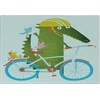 image:imageAmbesonne Funny Cutting Board Green Crocodile Yellow Hat Going for a Bike Ride with Friends Cartoon Decorative Tempered Glass Cutting and Serving Board Small Size Green Aqua