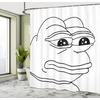 image:imageAmbesonne Humor Shower Curtain Melancholic Frog Meme Cartoon Face Almost Crying Emotion Expression Design Print Cloth Fabric Bathroom Decor Set with Hooks 69 W x 70 L Black White