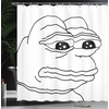 image:imageAmbesonne Humor Shower Curtain Melancholic Frog Meme Cartoon Face Almost Crying Emotion Expression Design Print Cloth Fabric Bathroom Decor Set with Hooks 69 W x 70 L Black White