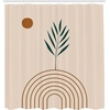 image:imageAmbesonne Mid Century Modern Boho Shower Curtain Abstract Botany Vibes Leaf with Roundy Stripes and Round Cloth Fabric Bathroom Decor Set with Hooks 69 W x 70 L Hunter Green Ginger