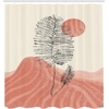 image:imageAmbesonne Mid Century Modern Boho Shower Curtain Contemporary Sketchy Leafy Design with Desert Dune Art Cloth Fabric Bathroom Decor Set with Hooks 69 W x 84 L Coral and Charcoal Grey
