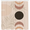 image:imageAmbesonne Mid Century Modern Boho Shower Curtain Dreamy Round and Crescent Pattern with Exotic Leaves Cloth Fabric Bathroom Decor Set with Hooks 69 W x 70 L Taupe Pale Rust Champagne