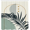 image:imageAmbesonne Mid Century Modern Boho Shower Curtain Exotic Leaf Silhouette with Abstract Semicircle Print Cloth Fabric Bathroom Decor Set with Hooks 69 W x 84 L Ivory Pale Reseda Green