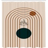 image:imageAmbesonne Mid Century Modern Boho Shower Curtain Minimalist Leafy Planet and Sun Rounds with Lines Cloth Fabric Bathroom Decor Set with Hooks 69 W x 75 L Peach Cinnamon and Dark Teal