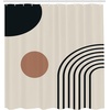 image:imageAmbesonne Mid Century Modern Boho Shower Curtain Minimalist Round and Semicircle Shaped Stripes Pattern Cloth Fabric Bathroom Decor Set with Hooks 69 W x 75 L Eggshell Charcoal Grey