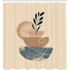 image:imageAmbesonne Mid Century Modern Boho Shower Curtain Simple Botanical Leaves Watercolor Semicircles Art Cloth Fabric Bathroom Decor Set with Hooks 69 W x 105 L Camel Champagne Grey Teal