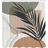 image:imageAmbesonne Mid Century Modern Boho Shower Curtain Simple Palm Leaf on Abstract Geometric Shapes Cloth Fabric Bathroom Decor Set with Hooks 69 W x 84 L Ecru Charcoal Grey and White