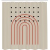 image:imageAmbesonne Mid Century Modern Boho Shower Curtain Simple Roundy Lines and Spots on Eggshell Tone Back Cloth Fabric Bathroom Decor Set with Hooks 69 W x 75 L Pale Mustard Dark Salmon