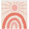 image:imageAmbesonne Mid Century Modern Boho Shower Curtain Sunny Day in Neutral Colors Rainbow Stripes and Sun Art Cloth Fabric Bathroom Decor Set with Hooks 69 W x 70 L Coral Blush Eggshell