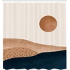 image:imageAmbesonne Mid Century Modern Boho Shower Curtain Watercolor Simple Desert Abstract Artwork with Sun Cloth Fabric Bathroom Decor Set with Hooks 69 W x 105 L Pale Caramel Camel White