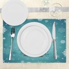 image:imageAmbesonne Snowman Place Mats Set of 4 Skiing with Ornate Snowflakes Winter Vacation Activity Fun Hobby Washable Fabric Placemats for Dining Table Standard Size Brown Turquoise