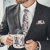 image:imageAmbesonne 4 Pcs Set Gift for Men Christmas Tie Hankerchief amp Mug with Unique Box Xmas Birthday Gifts for Him Boss Husband Boyfriend Coworker Scandi Xmas Vibe Print Dark Coral Black White