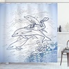 image:imageAmbesonne Anime Shower Curtain Cartoon Smiling Panda Fun Animal Theme Japanese Manga Teen Art Print Cloth Fabric Bathroom Decor Set with Hooks 69 W x 70 L White GreyBlue Navy