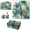 image:imageAmbesonne Brown Bathroom Decor Set 4 Pcs Including Shower Curtain with Hooks Bath Mat Soap Dispenser Toothbrush Holder in Box Essentials amp Accessories Magnolia Watercolor White Dark Grey ChocolateCadet Blue Dark Khaki