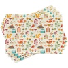 image:imageAmbesonne Cartoon Place Mats Set of 4 Autumn Pattern Owl Fox Squirrel Birds Animal Leaves Print Washable Fabric Placemats for Dining Table Standard Size Cream Orange
