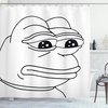 image:imageAmbesonne Humor Shower Curtain Melancholic Frog Meme Cartoon Face Almost Crying Emotion Expression Design Print Cloth Fabric Bathroom Decor Set with Hooks 69 W x 70 L Black White
