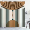 image:imageAmbesonne Mid Century Modern Boho Shower Curtain Geometric Semicircle and Round Shapes with Spots Cloth Fabric Bathroom Decor Set with Hooks 69 W x 70 L Cocoa Champagne and Dark Teal