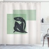 image:imageAmbesonne Mid Century Modern Boho Shower Curtain Minimalist Lady Silhouette on Watercolor Rectangles Cloth Fabric Bathroom Decor Set with Hooks 69 W x 70 L Green and Dark Blue Grey
