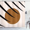 image:imageAmbesonne Mid Century Modern Boho Shower Curtain Minimalist Sun Look Round Shape with Stripes Pattern Art Cloth Fabric Bathroom Decor Set with Hooks 69 W x 105 L Caramel Charcoal Grey
