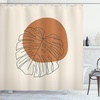 image:imageAmbesonne Mid Century Modern Boho Shower Curtain Monstera Leaf with Minimal Circle Shape Exotic Feels Print Cloth Fabric Bathroom Decor Set with Hooks 69 W x 70 L Eggshell and Amber
