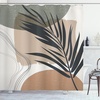 image:imageAmbesonne Mid Century Modern Boho Shower Curtain Simple Palm Leaf on Abstract Geometric Shapes Cloth Fabric Bathroom Decor Set with Hooks 69 W x 105 L Ecru Charcoal Grey and White