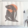 image:imageAmbesonne Mid Century Modern Boho Shower Curtain Simple Silhouette of Lady with Peach Tone Sun Round Print Cloth Fabric Bathroom Decor Set with Hooks 69 W x 84 L Salmon Dimgray White
